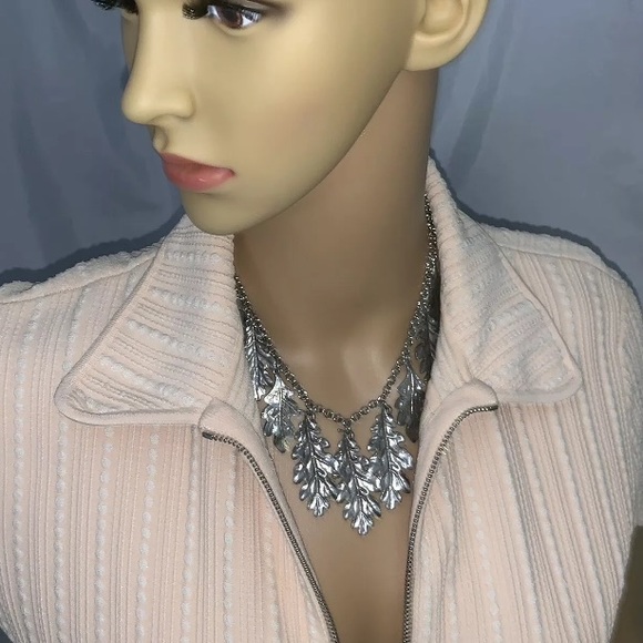 NWT authentic BEM AMUN silver tone LARGE LEAVES